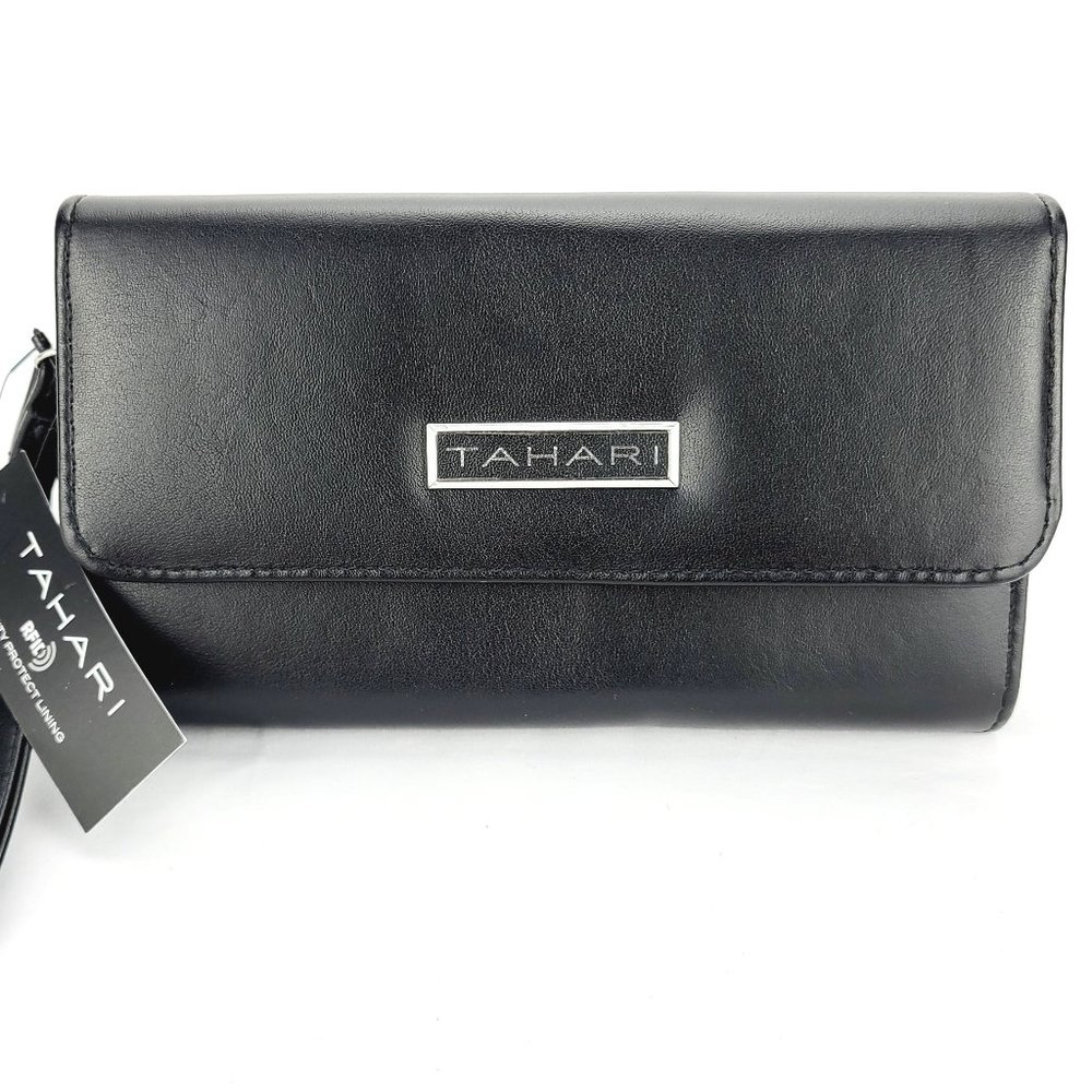 Tahari Black Snap Trifold Wallet